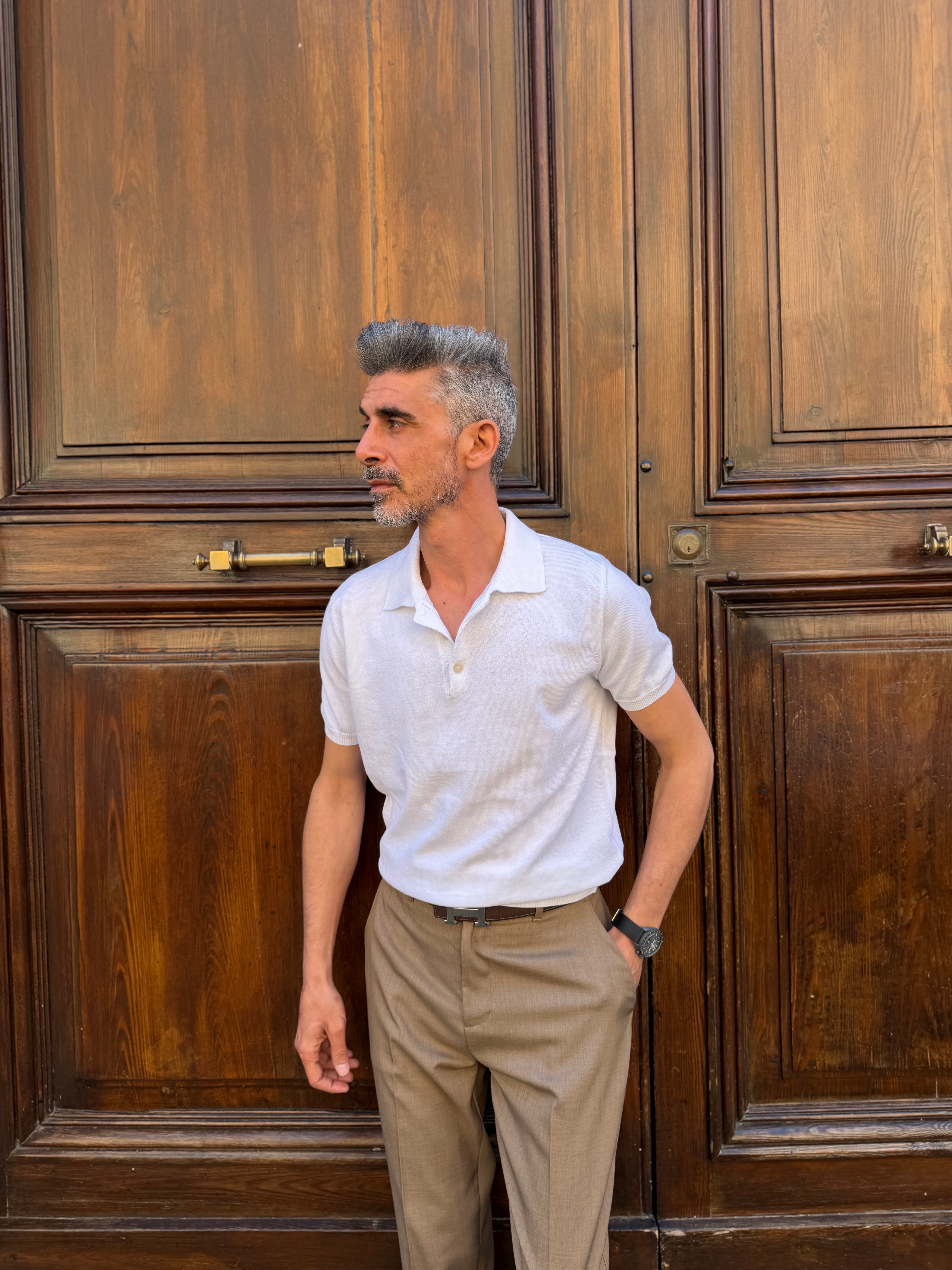 Four Brothers - Polo in Filo di Cotone Bianca