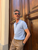 Four Brothers - Polo in Filo di Cotone Celeste