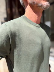 Four Brothers - T-Shirt in Filo di Cotone Verde Oliva