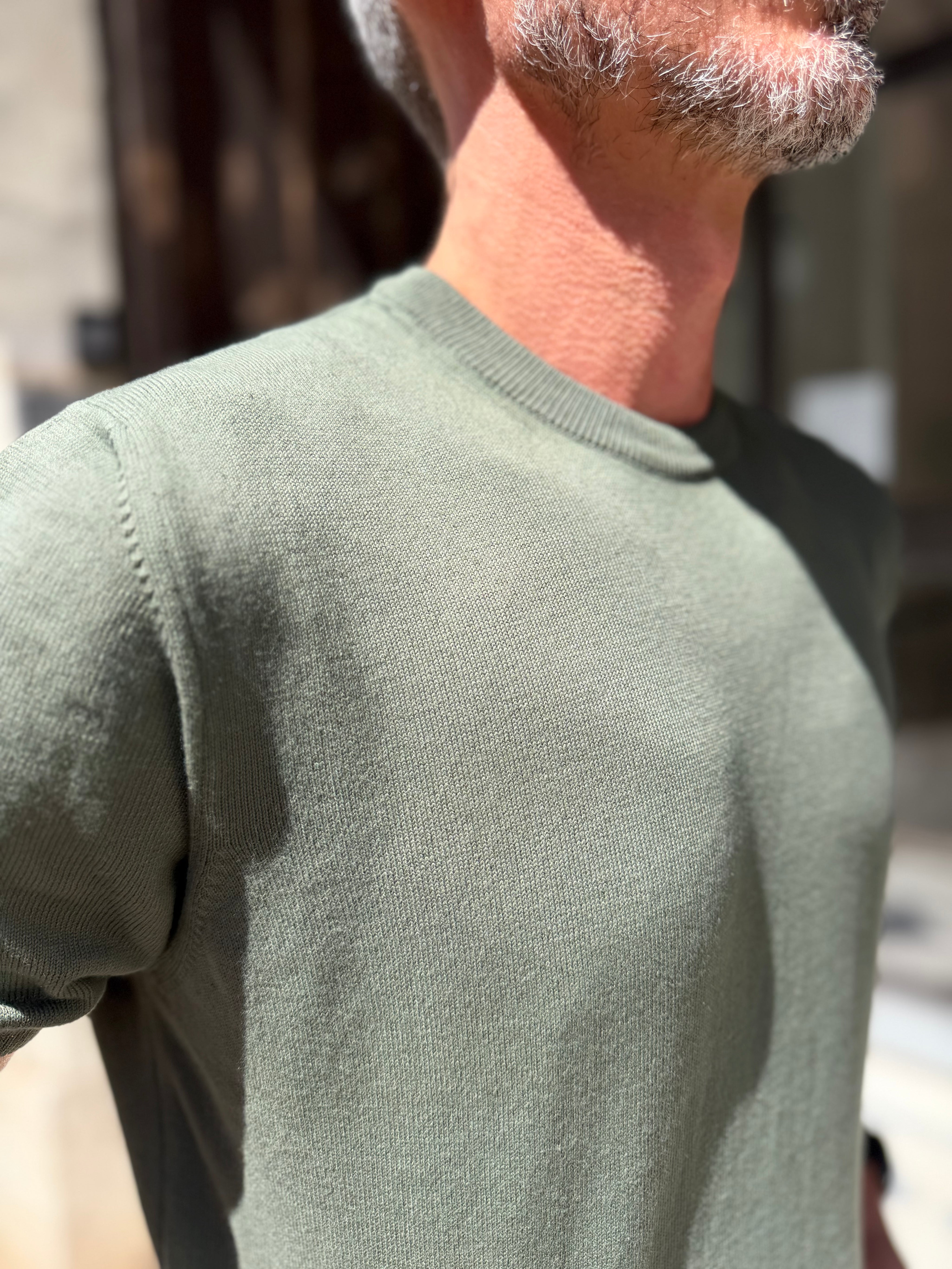 Four Brothers - T-Shirt in Filo di Cotone Verde Oliva