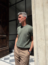 Four Brothers - T-Shirt in Filo di Cotone Verde Oliva