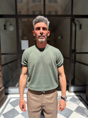 Four Brothers - T-Shirt in Filo di Cotone Verde Oliva