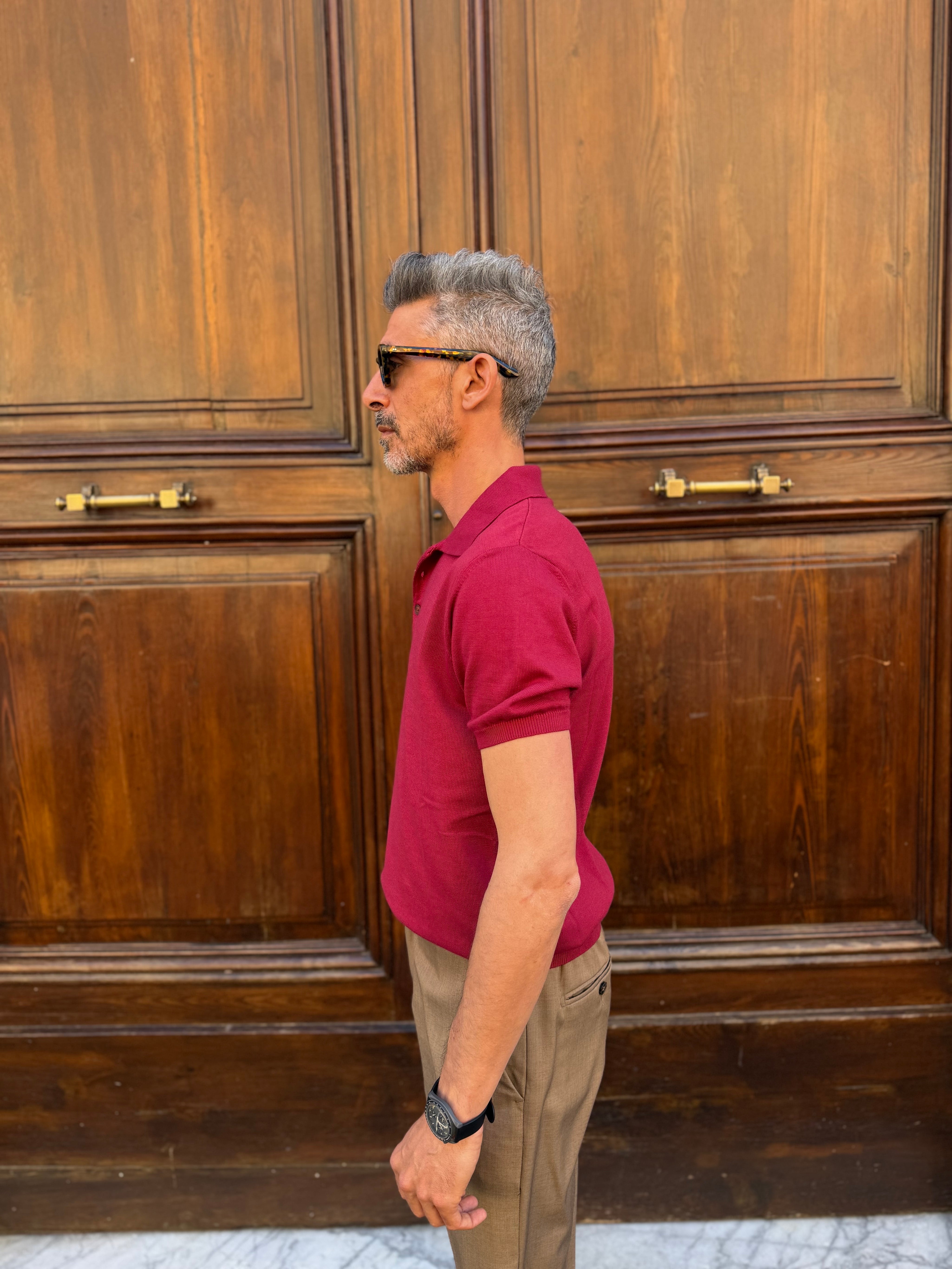 Four Brothers - Polo in Filo di Cotone Ciliegia
